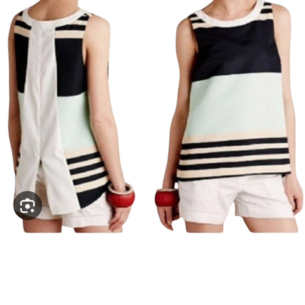 Like New Anthropologie Troubadour Split Back Sleeveless Top Size 6